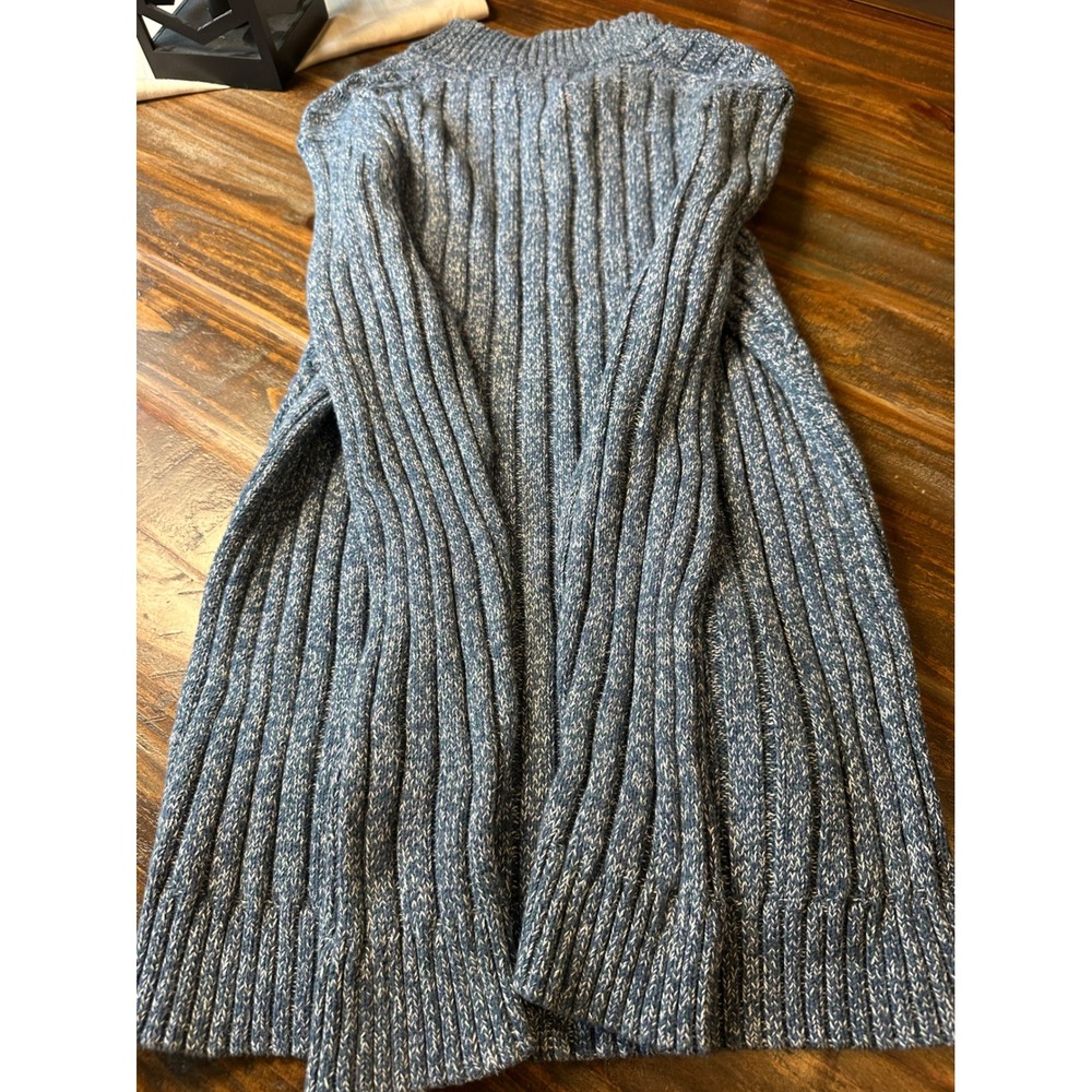 Tasso Elba Mens Blue Marled Cable Knit Mock Neck Button Cotton Sweater Large - Picture 8 of 8